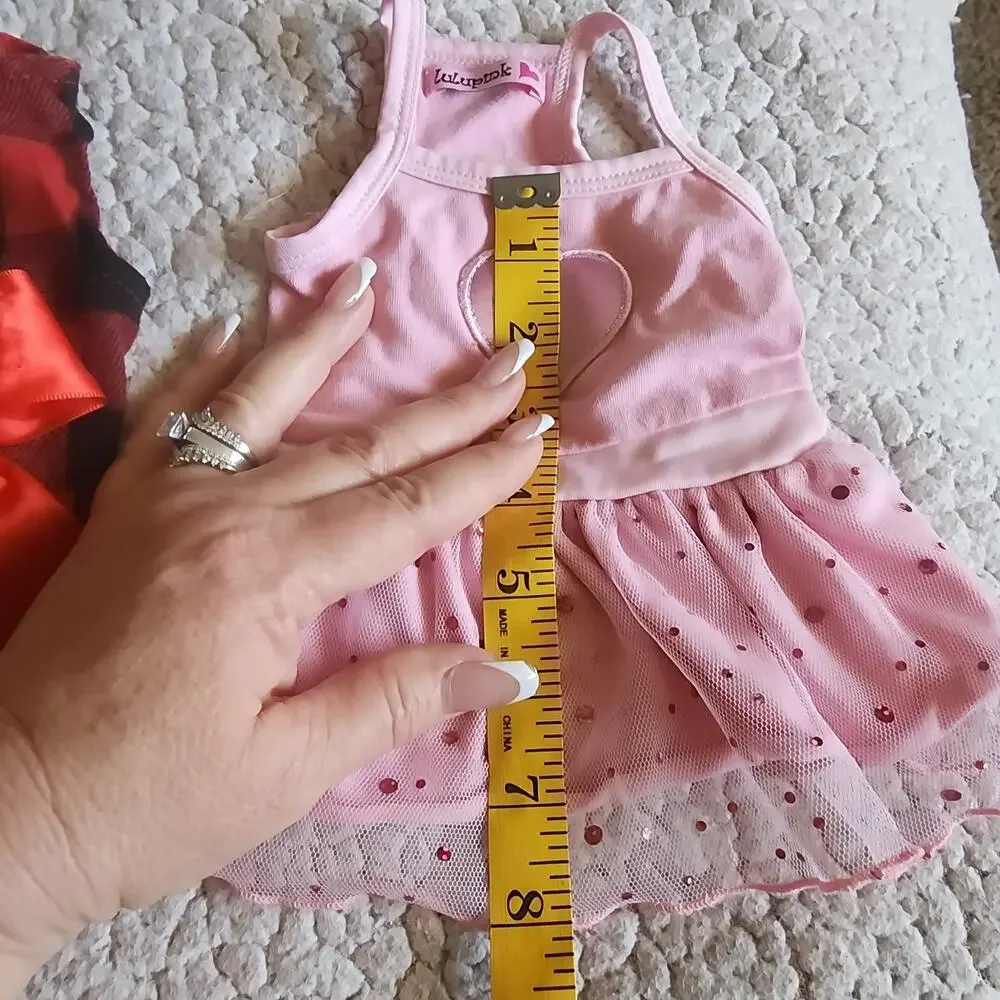 Dog Dresses XS buffalo print and Pink princess both ruffled